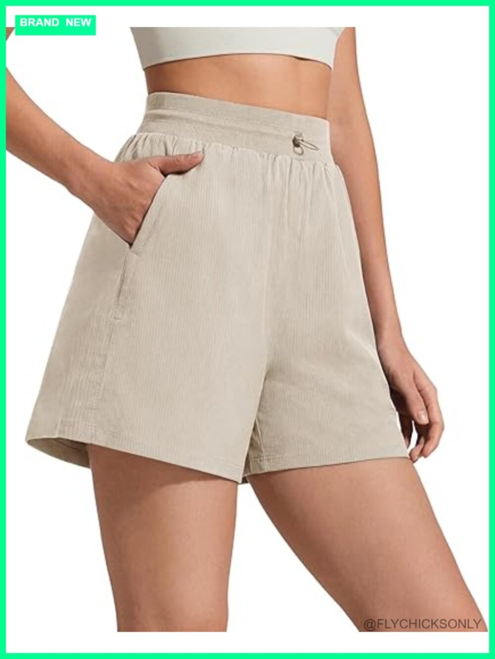 High Waisted Casual Shorts with Zip Pockets Adjustable Drawstring A Line - Picture 1 of 7